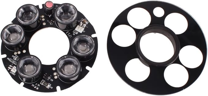 Infrarood LED Bord - IR Illuminator - CCTV Camera - 60 Graden Hoek - 12mm Lens - Rood