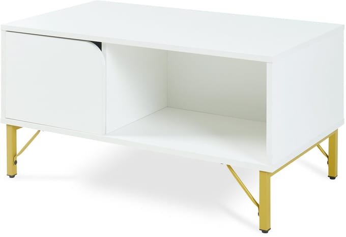 Salontafel Reyri 80x45x42 cm wit en goudkleurig [en.casa]