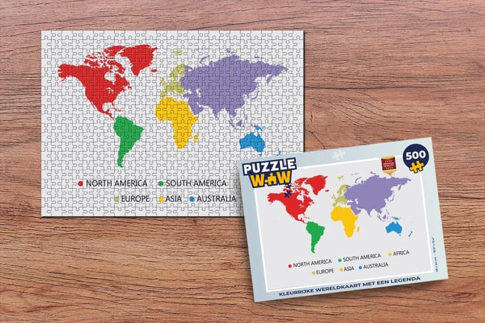 Puzzel Wereldkaart - Simpel - Kleurrijk - Legpuzzel - Puzzel 500 stukjes