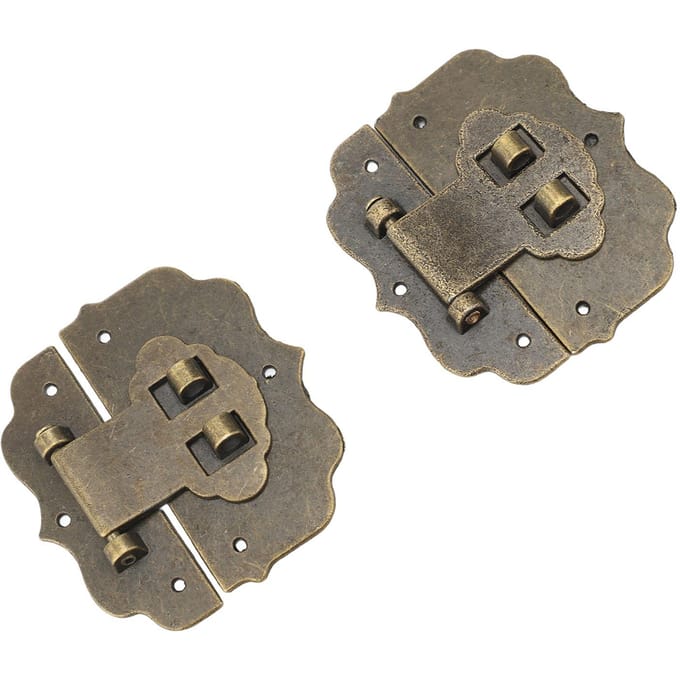 6 Sets Fermoir de Boîte à Bijoux 2 Trous Rétro Antique Décoratif pour Boîte en Bois avec Vis L