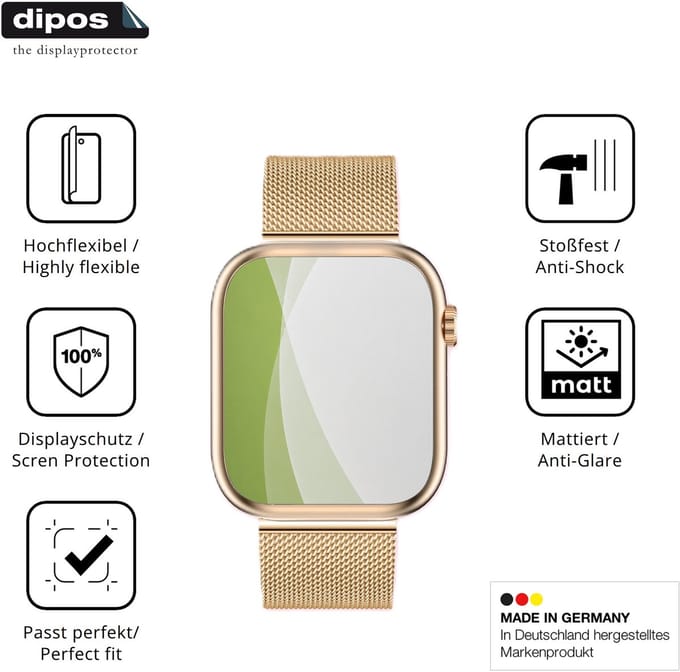 dipos FLEX – 2x Matte Screenprotector geschikt voor Siltcon Serea 1.32 Inch | Volledige Schermbescherming | Case-Friendly