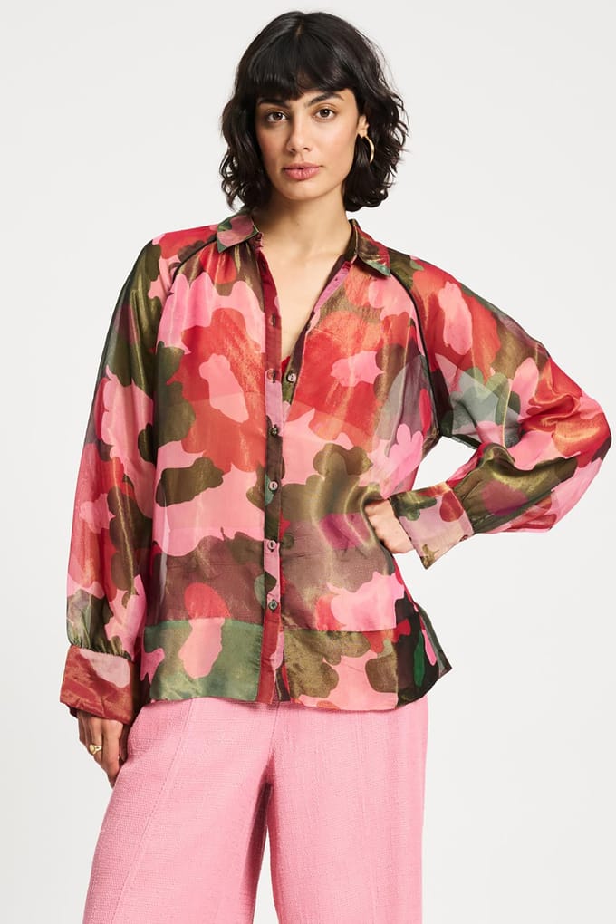 POM Amsterdam Blouse - Abstract Flower Shimmer Multi Colour Taglia: 40 | Magliette intime Outlet | Donna