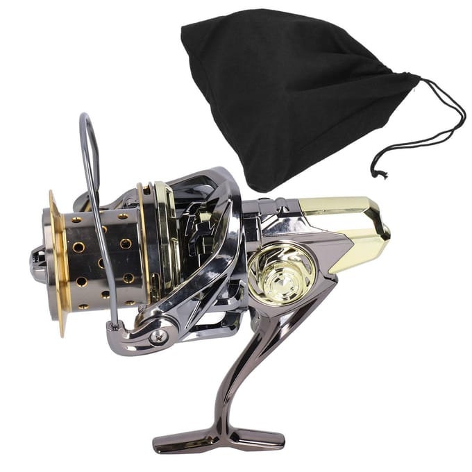 Moulinet de Pêche Roulement en Acier Inoxydable Poignée Interchangeable Gauche Droite Roue de Pêche GX12000