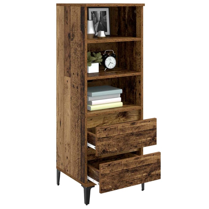 vidaXL - Highboard - Oud - hout - 40 - x - 36 - x - 110 - cm - Bewerkt - hout
