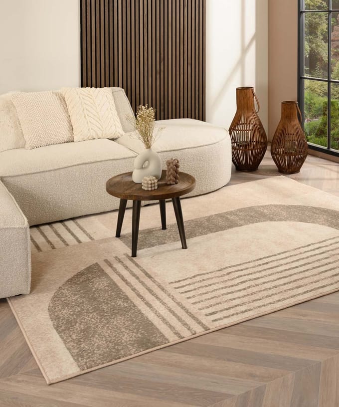 Abstract vloerkleed - Ease Echo beige 160x230