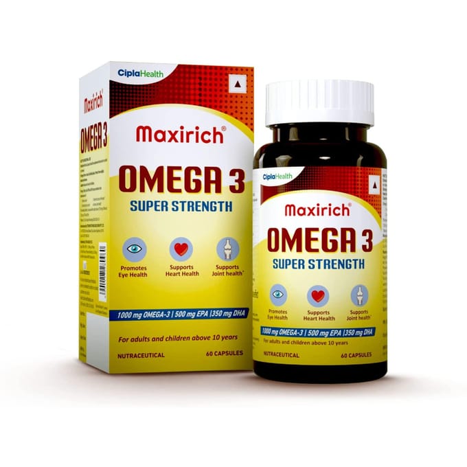 Cipla Maxirich Omega 3 Supersterkte 60 Capsules EPA 500 mg DHA 350mg