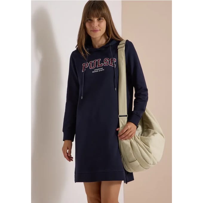 Kniehoge sweaterjurk met capuchon