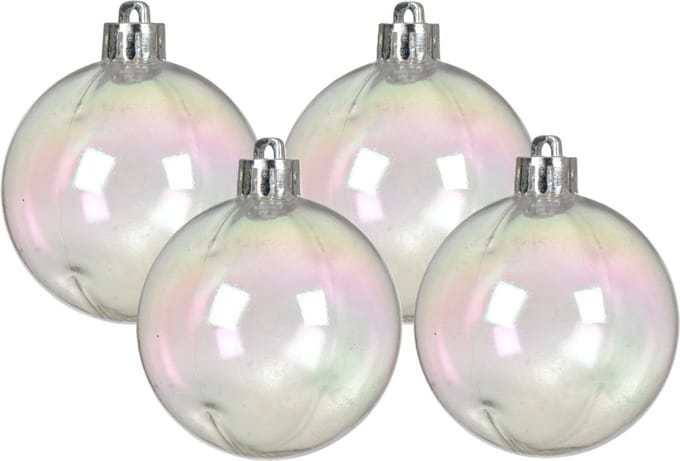 Decoris kerstballen - 12x stuks - 10 cm - transparant parelmoer -kunststof -kerstversiering