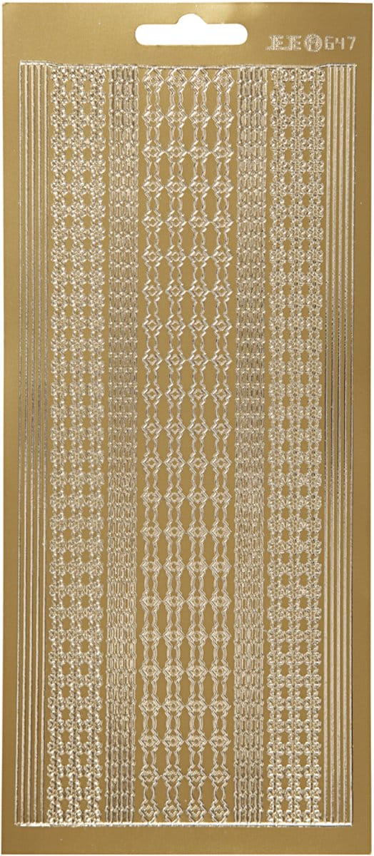 Stickers, randen, vel 10x23 cm, goud, 1 vel