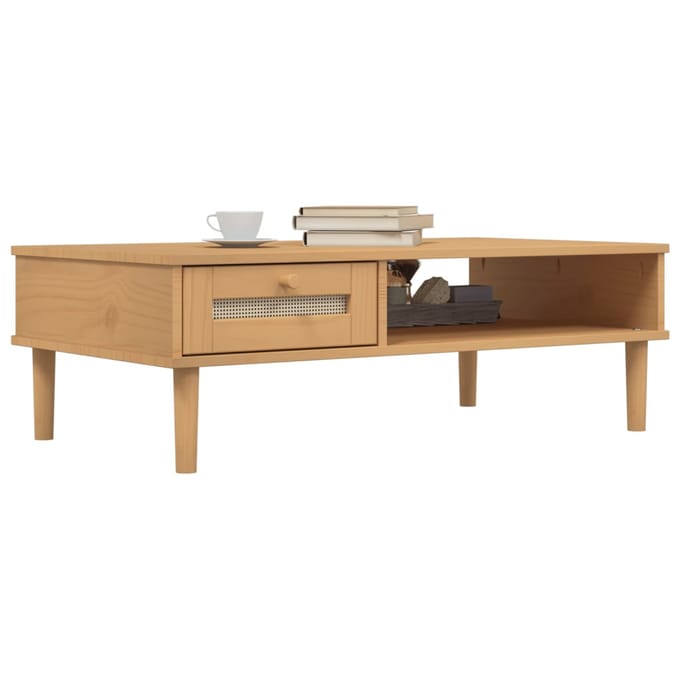vidaXL - Salontafel - SENJA - 100x55x33 - cm - rattan-look - massief - hout - bruin