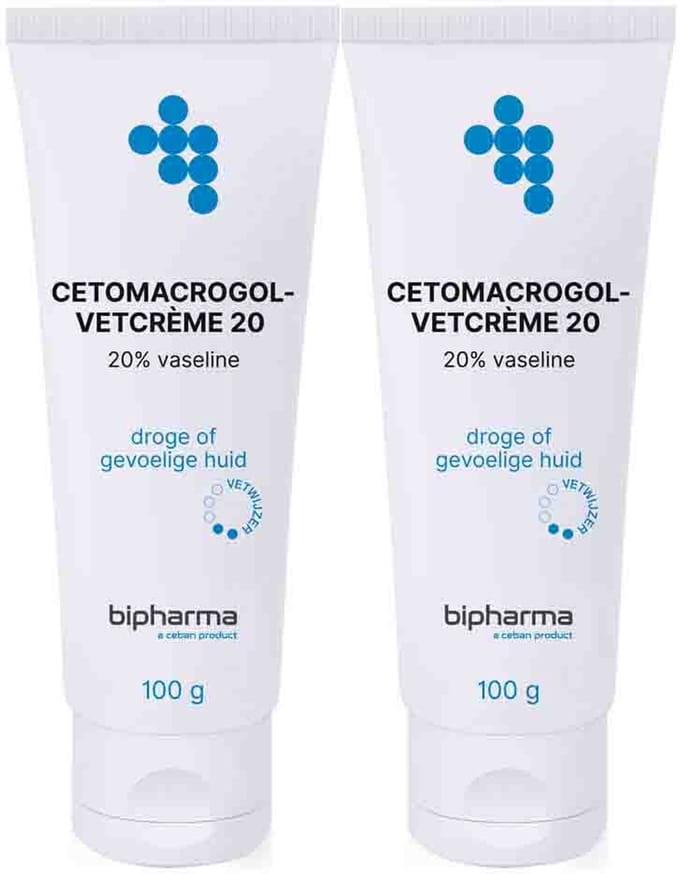 Bipharma Cetomacrogol-vetcreme 20% - 2 x 100 gr - Voordeelverpakking