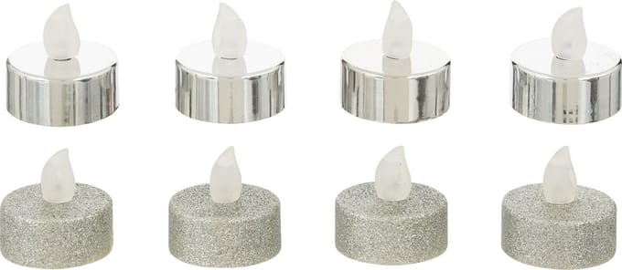 Feeric lights and christmas LED theelichtjes/waxinelichtjes - 8x -zilver