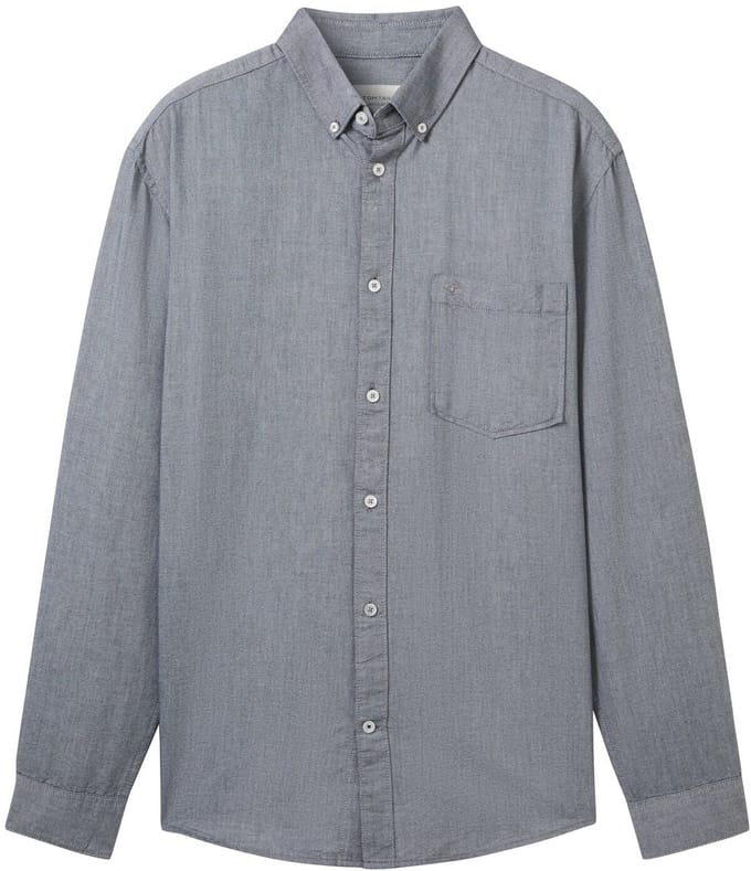 Tom Tailor - Overhemd met normale pasvorm en borstzak - Maat M - navy chambray