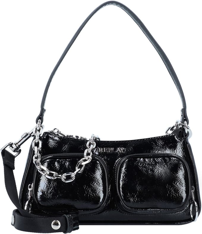 REPLAY Schoudertas Shoulder Bag Shiny Black Zwart