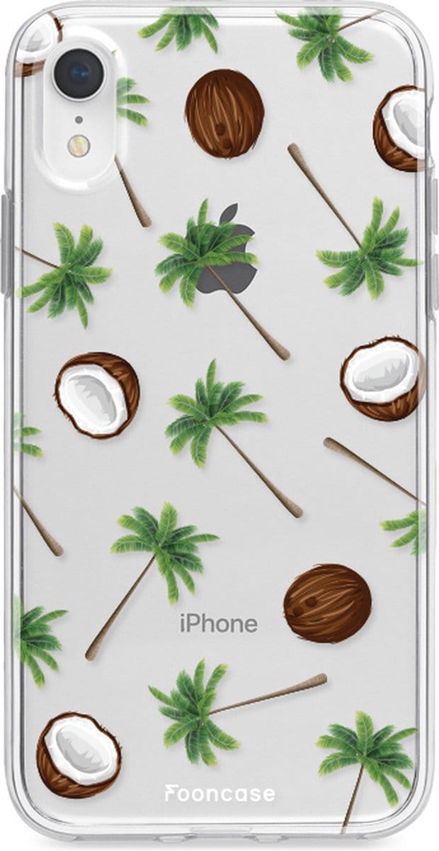 Fooncase Hoesje Geschikt voor iPhone XR - Shockproof Case - Back Cover / Soft Case - Coco Paradise / Kokosnoot / Palmboom