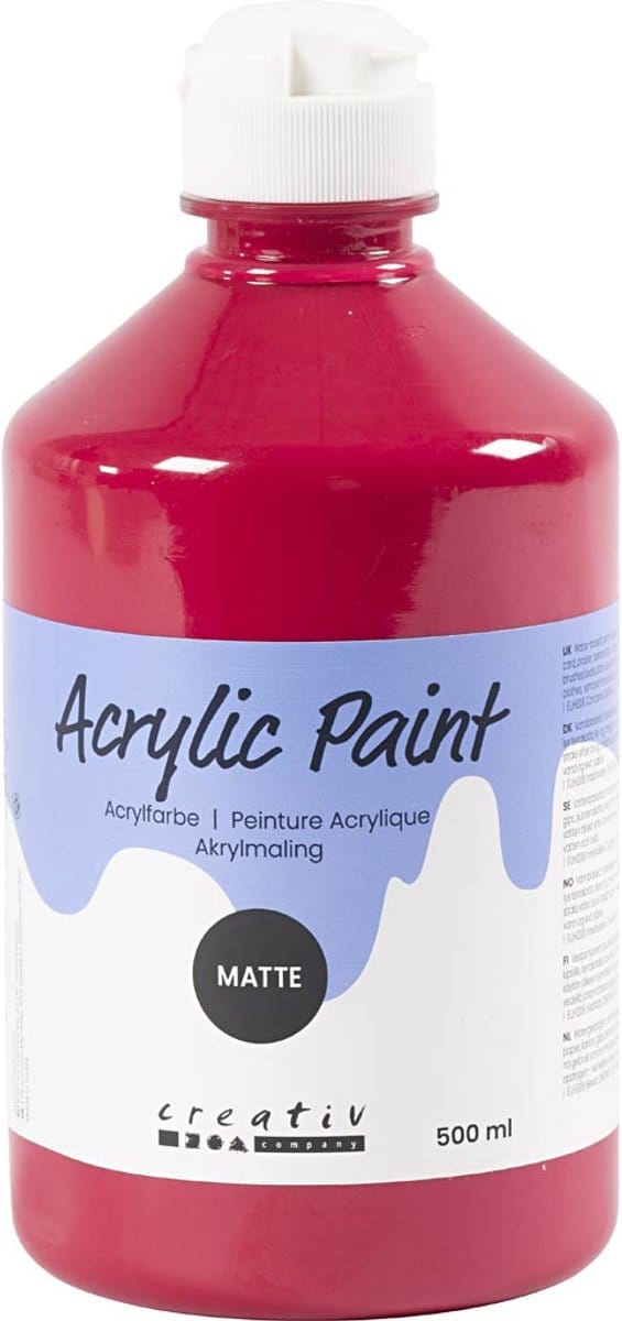 Acrylverf Mat, primair rood, 500 ml/ 1 fles