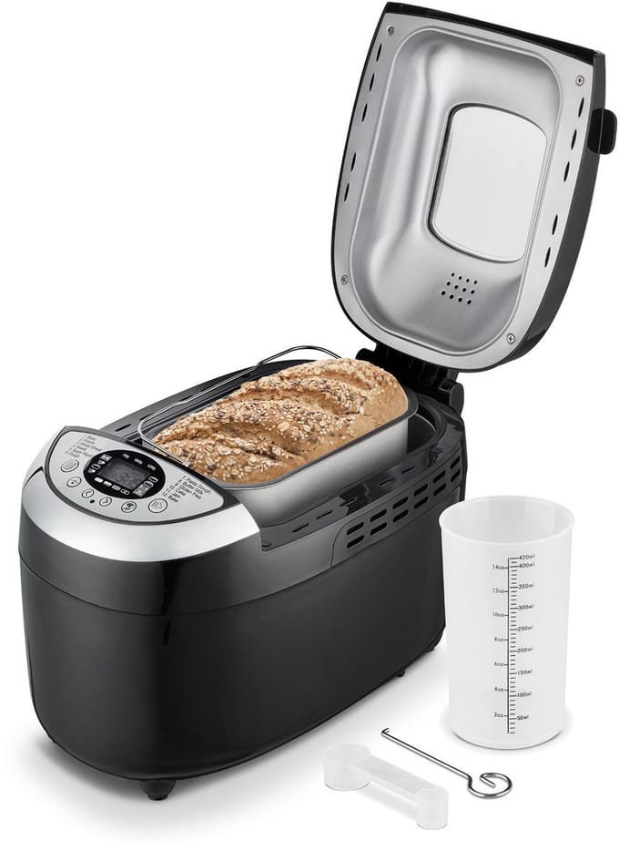 TZS First Austria Broodbakmachine, 900 tot 1250 gr Brood - Timer - 12 Bakprogramma's - 850W - Zwart