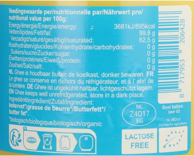 Ghee naturel Ghee-easy - Pot 500 gram - Biologisch