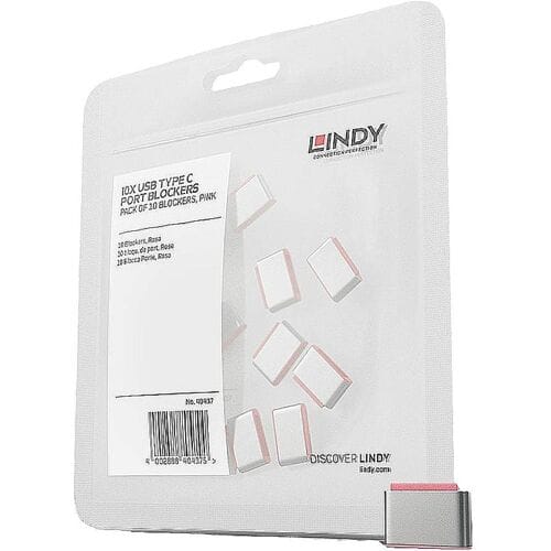 LINDY Sleutel voor USB-C-poort Set van 10 stuks Pink Zonder sleutel 40437