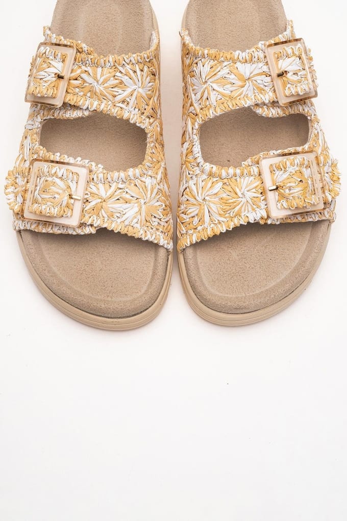 Milana Leer Double‑Strap Sandaal (Women)