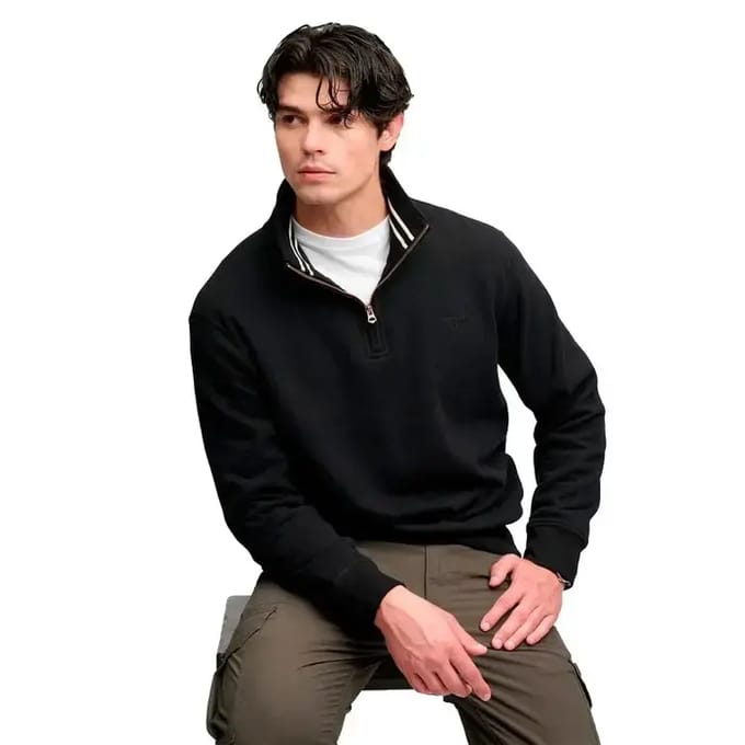 Superdry Essential Serif Logo Sweatshirt Met Halve Rits Zwart S Man