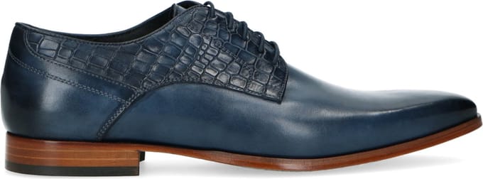 Black label - Heren - Donkerblauwe leren veterschoenen - Maat 41