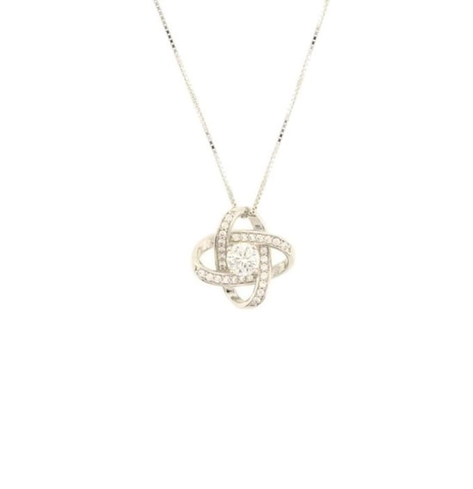 Behave Dames Ketting - Zilverkleur met Kristal Steentje - 40 cm