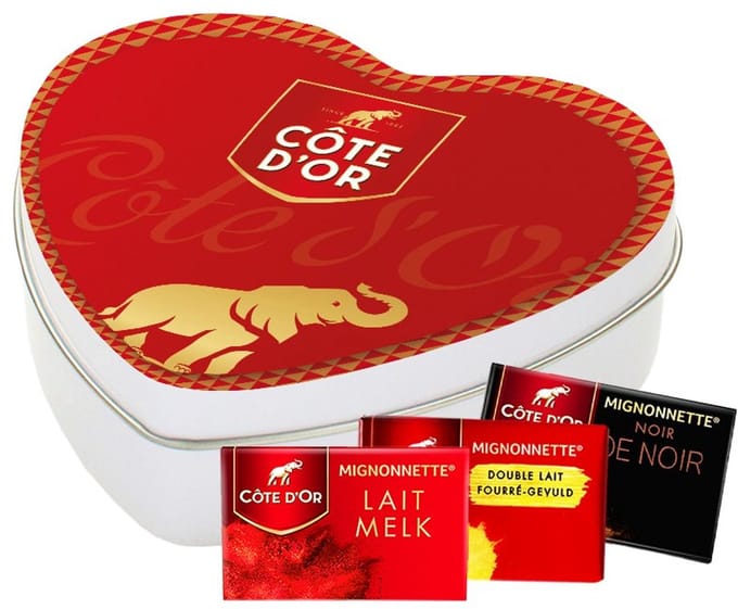 Côte d'Or Mignonnette Horecamix - Melk, Double Lait & pure chocolade - geschenkdoos hartje - chocolade cadeau - 150g