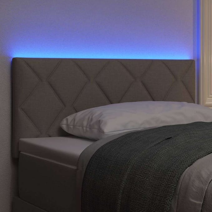 vidaXL - LED - Hoofdbord - Lichtgrijs - Stof