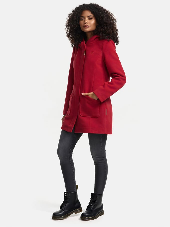 Marikoo dames wintermantel met capuchon en getailleerd model