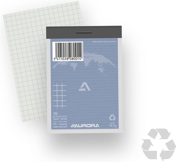 Notitieblok A7 - gerecycleerd - kopgeniet - Aurora