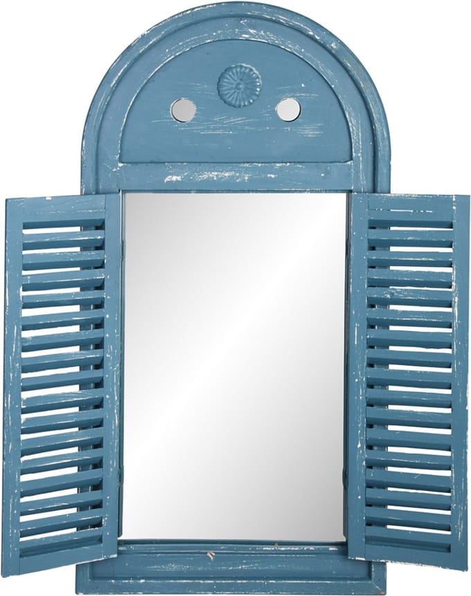 Tuinspiegel luiken verouderd - Blauw 40 x 75 cm