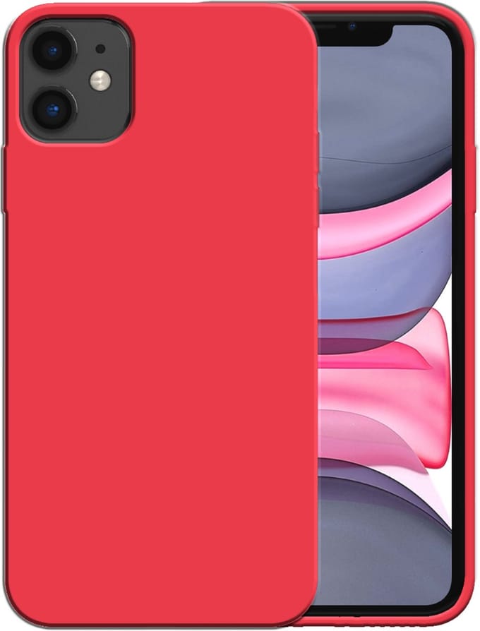 Smartphonica Siliconen hoesje voor iPhone 11 case met zachte binnenkant - Rood geschikt voor iPhone 11