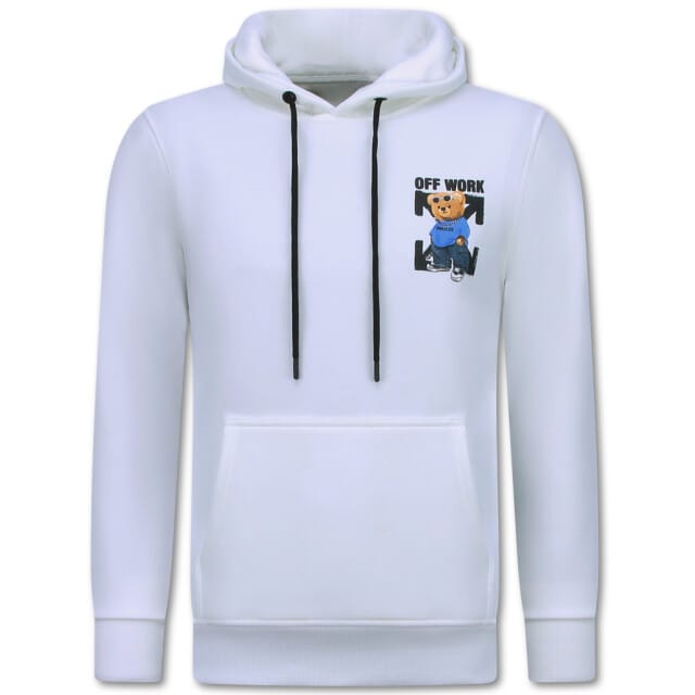 Oversized Hoodie Heren met Capuchon - Off Work - Dik Geweven - 5989 - Wit