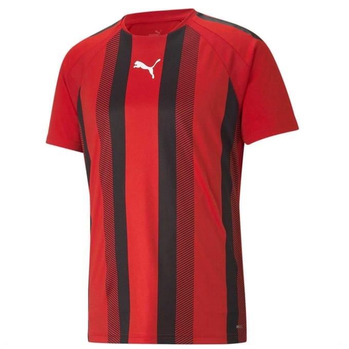 Puma Heren Team Liga Gestreept T-Shirt (Rood/Zwart/Wit)