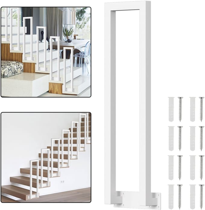 U-vormige Zijdelingse montage trapleuning - Binnen en buiten gebruik - Wit - Ijzer - 75 cm