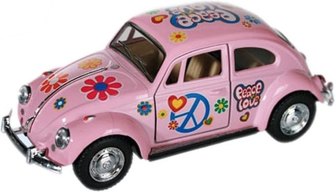 Volkswagen Kever Modelauto - Roze - 12 cm - Metaal - Flower Power Edition