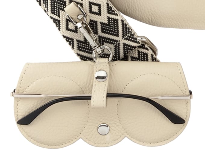 Jackie L leren briletui beige