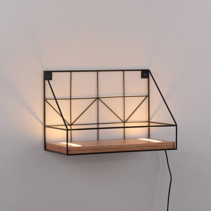 JUST LIGHT. GmbH LED wandlamp Board met houten plank, 30x15cm