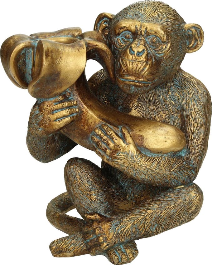 Wants&Needs Kandelaar Monkey Polyresin Goud 13.5 X 10 X 15.5
