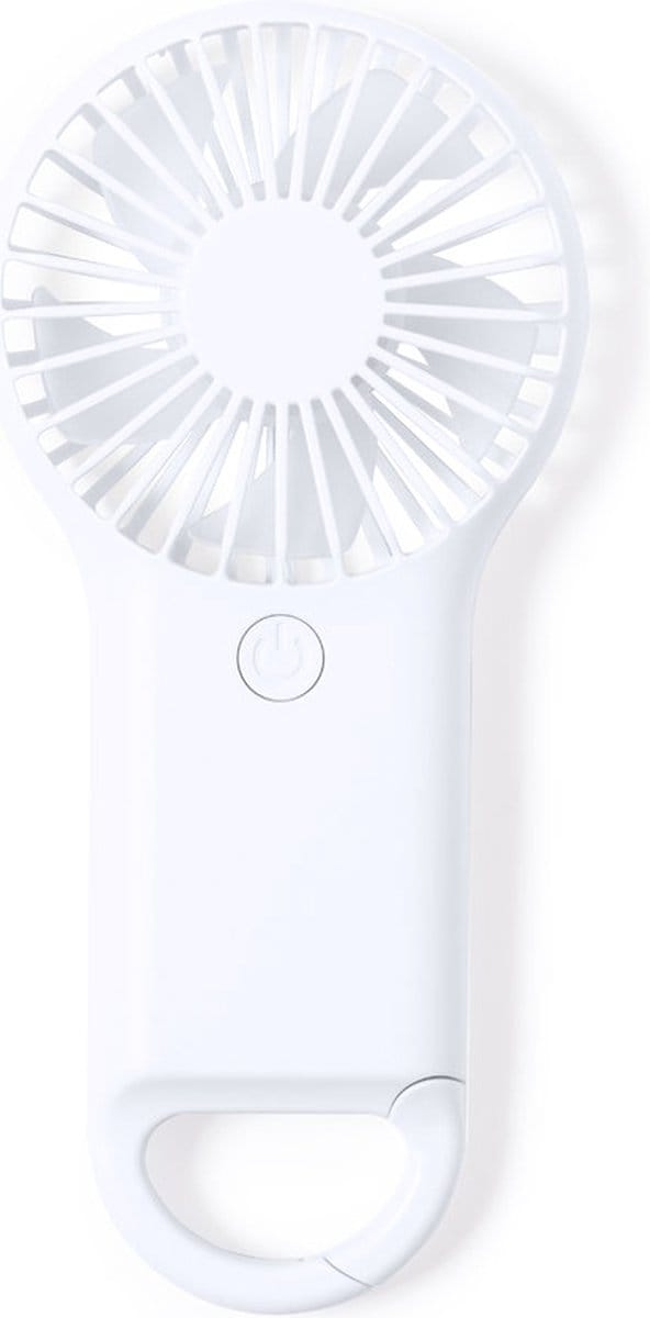 Handventilator - Mini ventilator - Festival waaier - Verkoeling - Met karabijnhaak - Kunststof - wit