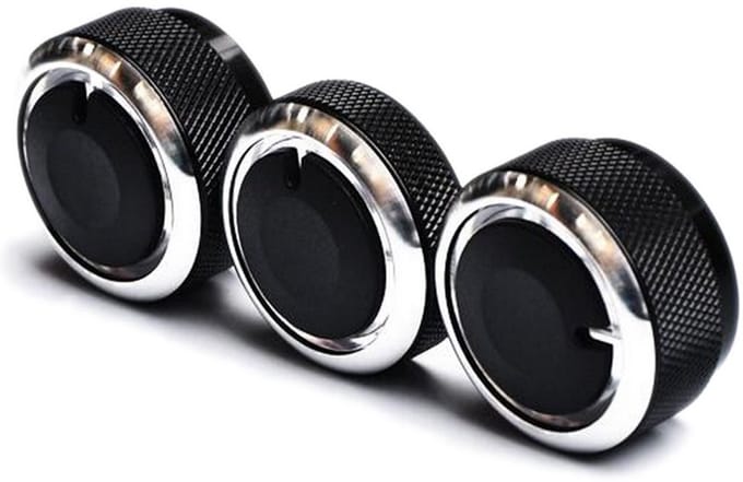 3x Aluminium Airco Temperatuurschakelaar Knoppen Set - Dashboard Bedieningsknoppen