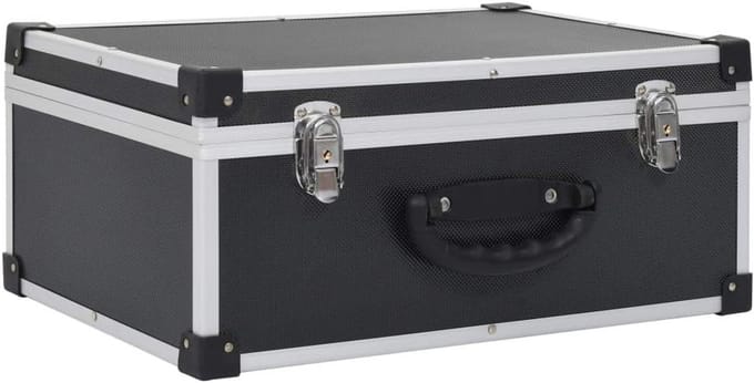 CD-koffer aluminium afwerking zwart ABS houten krat opbergbox organizer