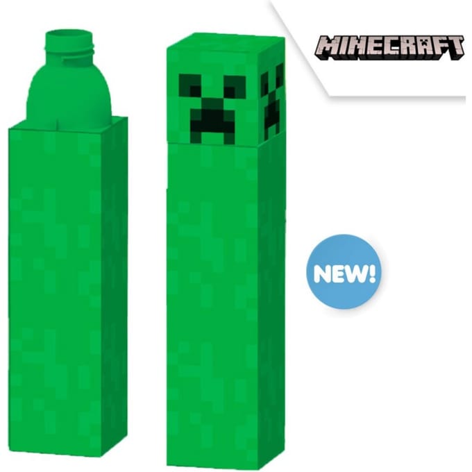 Minecraft Groene rechthoekige Drinkfles voor School 650 Ml.