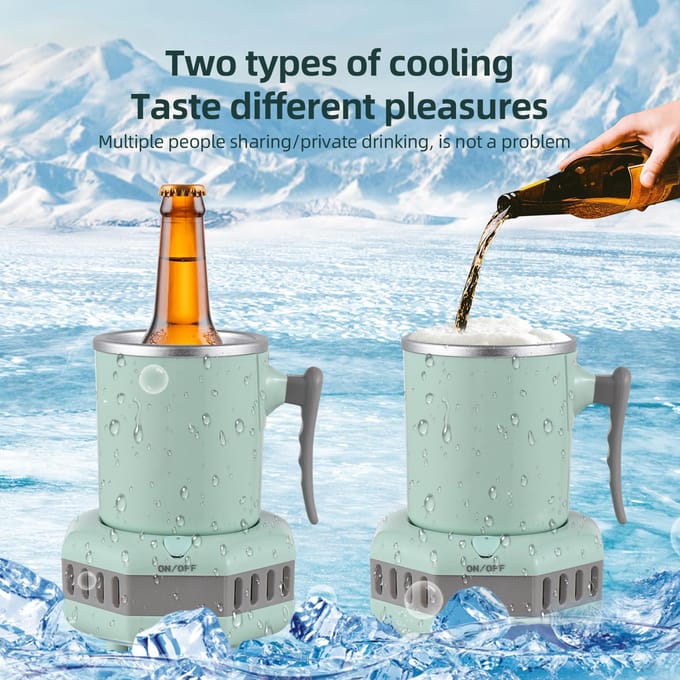 Refroidisseur de boissons en aluminium et chauffe-tasse avec poignée pour bureau, bouteille électrique Portable de 15oz EU plug vert