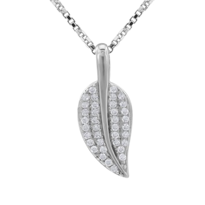 WeLoveSilver - dames ketting - 925 zilver - blad met kristallen