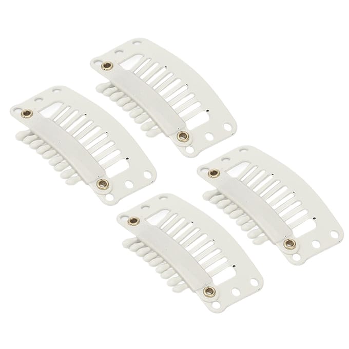 100 stuks 9 Tanden Hairextension Clips Multifunctioneel 32mm DIY Pruikclips voor Hairextensions Wit white
