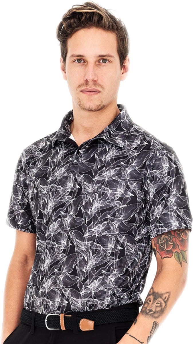 Func Factory mannen Poloshirt Leaf zwart maat L