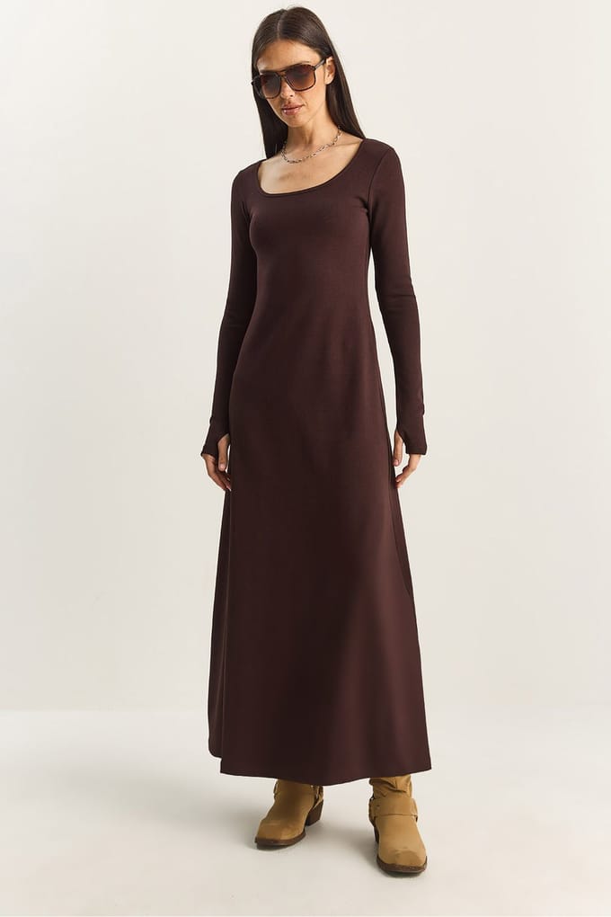 Maxi A-Form Gebreide Jurk