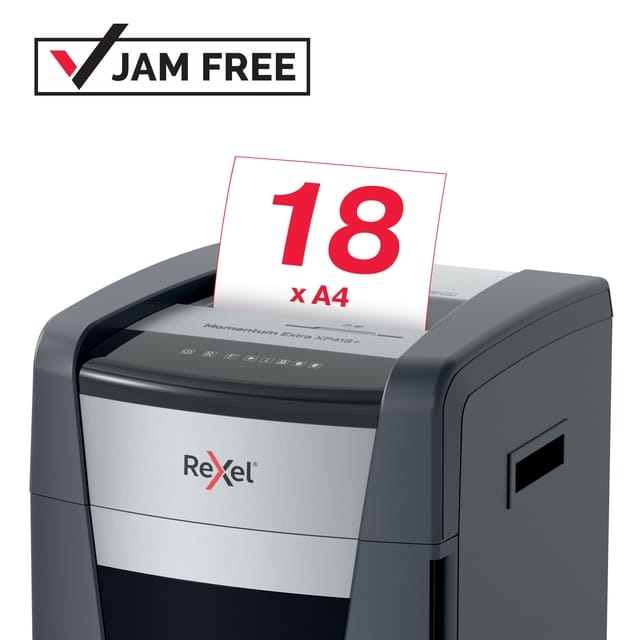 Rexel Momentum Extra XP418+ Anti-vastloop Papiervernietiger Cross Cut